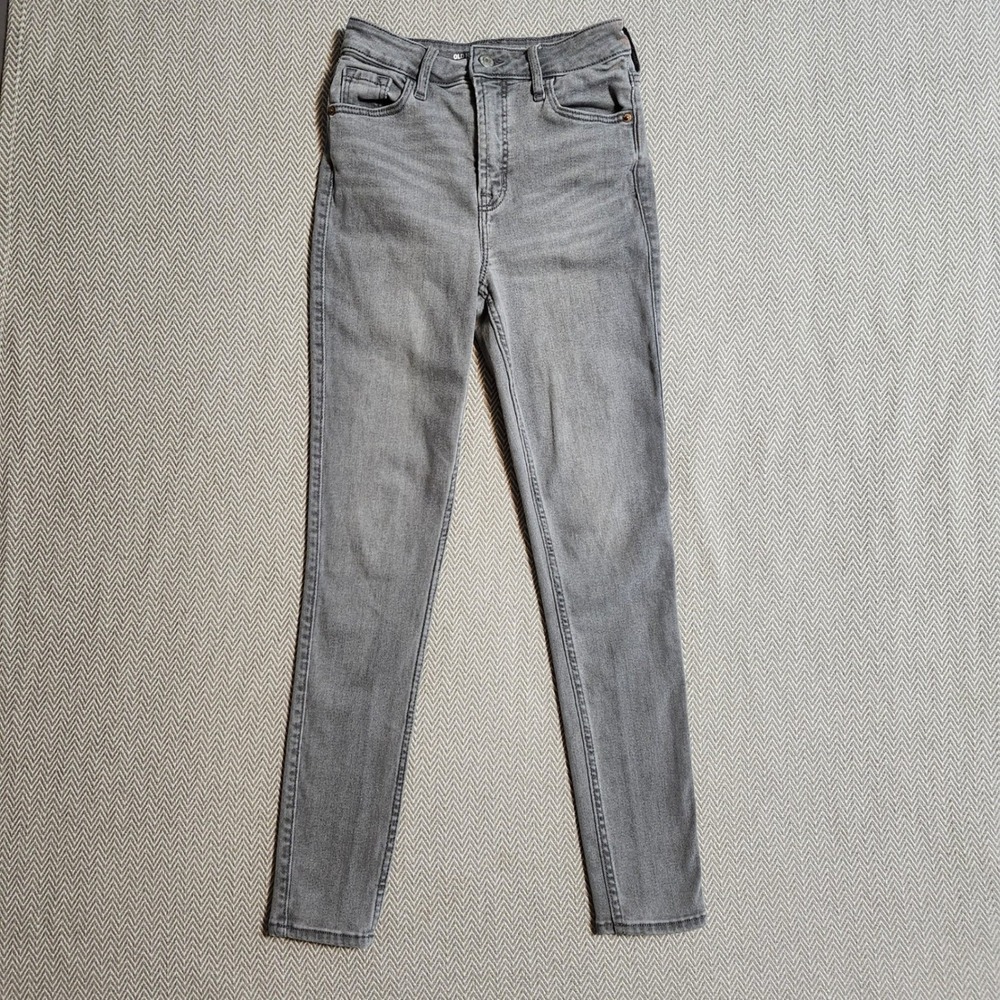Old Navy Rockstar Super Skinny Extra High Rise Gray 360 Stretch Jeans Size 0